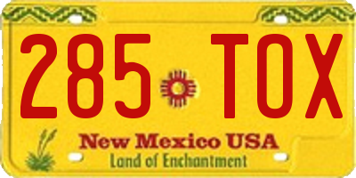 NM license plate 285TOX