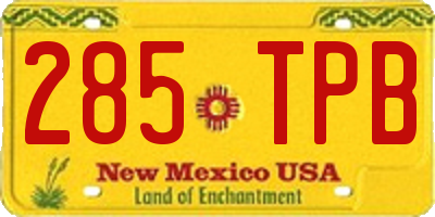 NM license plate 285TPB