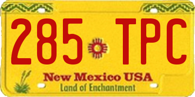 NM license plate 285TPC