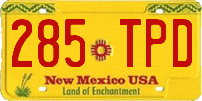NM license plate 285TPD