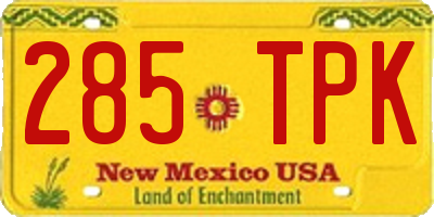 NM license plate 285TPK