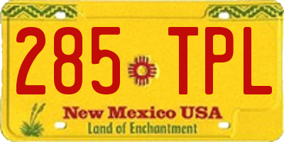 NM license plate 285TPL