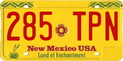 NM license plate 285TPN