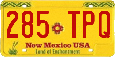NM license plate 285TPQ