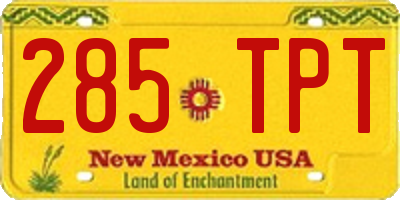 NM license plate 285TPT