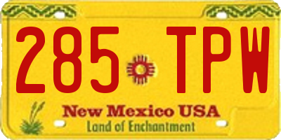 NM license plate 285TPW