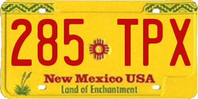 NM license plate 285TPX