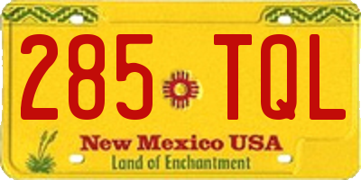 NM license plate 285TQL