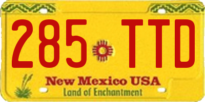 NM license plate 285TTD