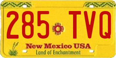 NM license plate 285TVQ