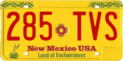 NM license plate 285TVS