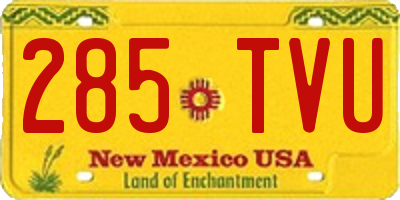 NM license plate 285TVU