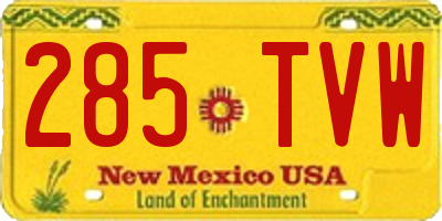 NM license plate 285TVW
