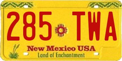 NM license plate 285TWA