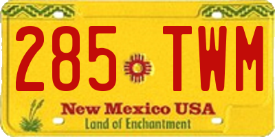 NM license plate 285TWM