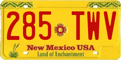 NM license plate 285TWV