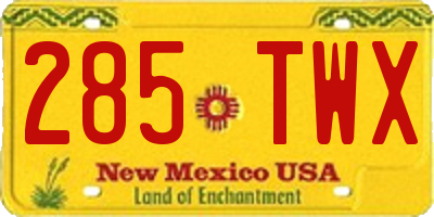 NM license plate 285TWX