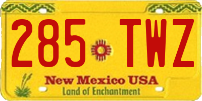 NM license plate 285TWZ