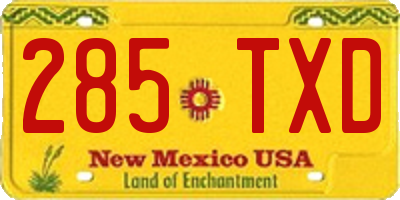 NM license plate 285TXD