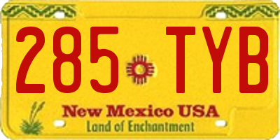 NM license plate 285TYB