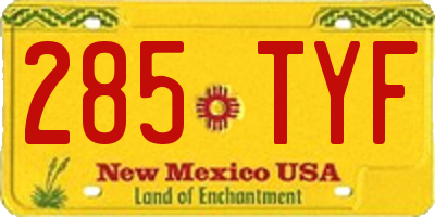 NM license plate 285TYF