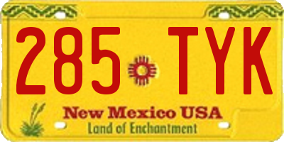 NM license plate 285TYK