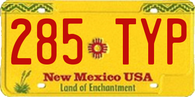 NM license plate 285TYP