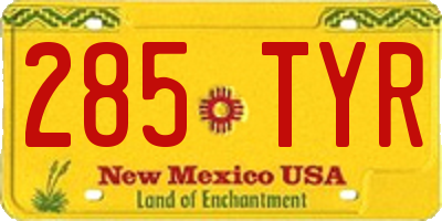 NM license plate 285TYR