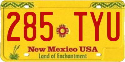 NM license plate 285TYU