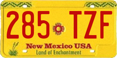NM license plate 285TZF