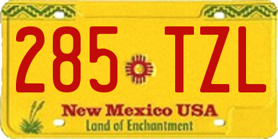 NM license plate 285TZL