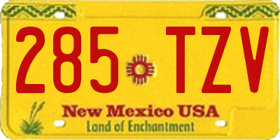 NM license plate 285TZV