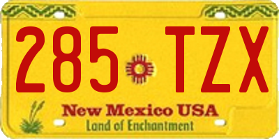 NM license plate 285TZX