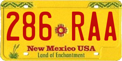 NM license plate 286RAA