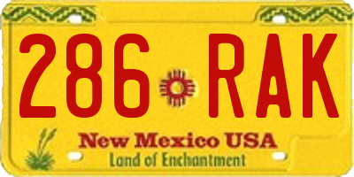 NM license plate 286RAK