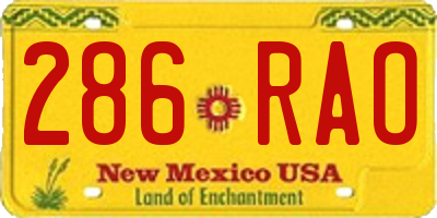 NM license plate 286RAO