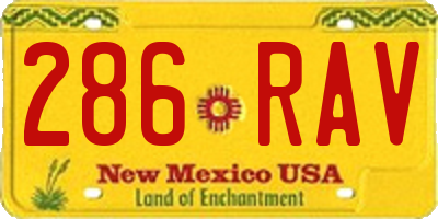 NM license plate 286RAV