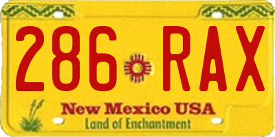 NM license plate 286RAX