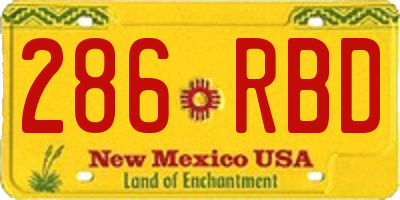 NM license plate 286RBD