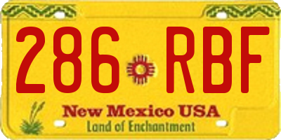 NM license plate 286RBF