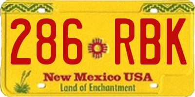 NM license plate 286RBK