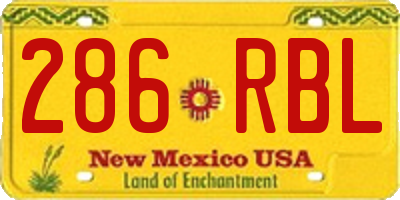 NM license plate 286RBL