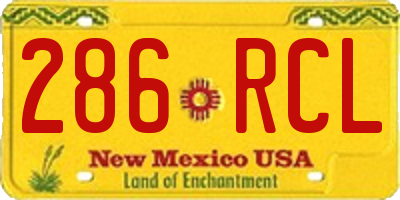 NM license plate 286RCL