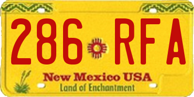 NM license plate 286RFA