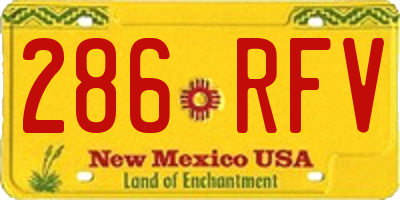 NM license plate 286RFV
