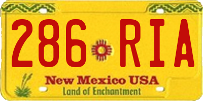 NM license plate 286RIA