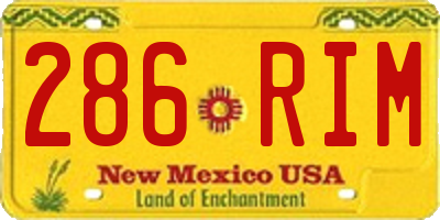 NM license plate 286RIM