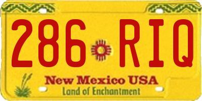 NM license plate 286RIQ