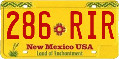 NM license plate 286RIR