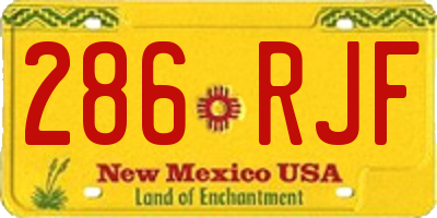 NM license plate 286RJF